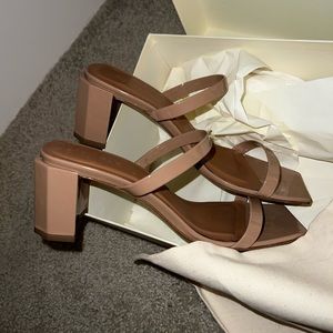 BY FAR Tanya Nude Patent Leather Sandal 38